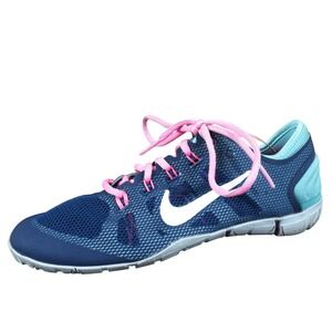 Nike Free Bionic Women Athletic Training Shoe Size 7 Gym Workout Blue Pink